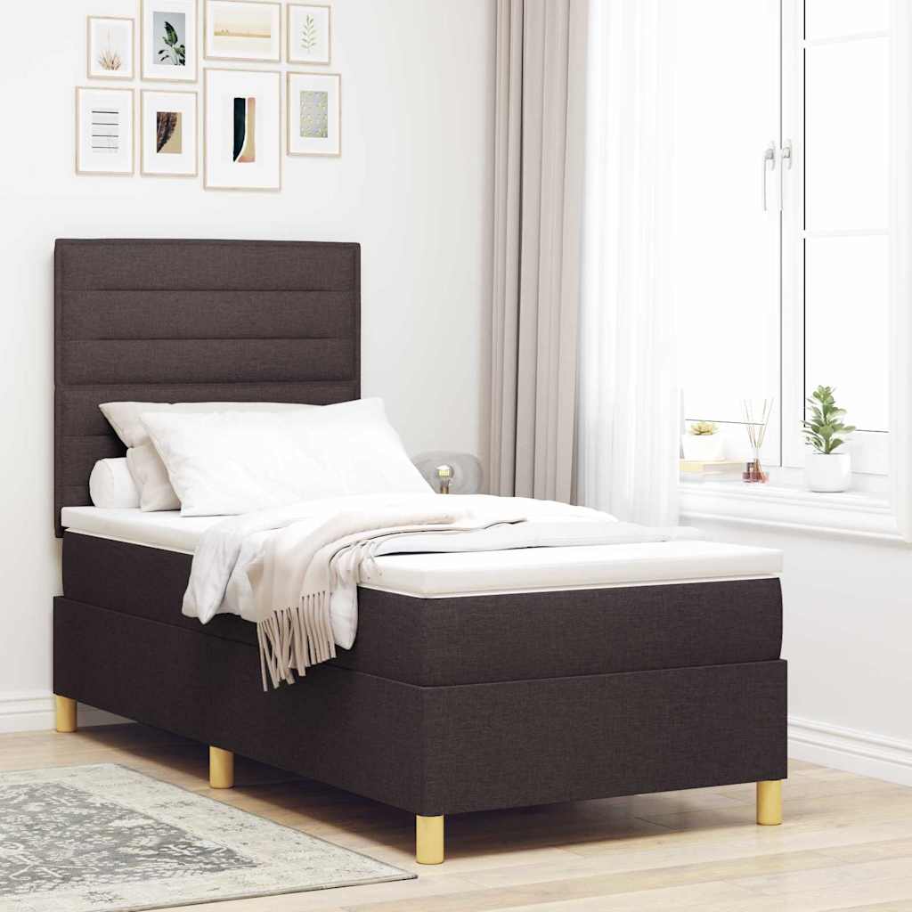 Letto a molle con materasso Marrone Scuro 100 x 200 cm Tessuto | homemem39