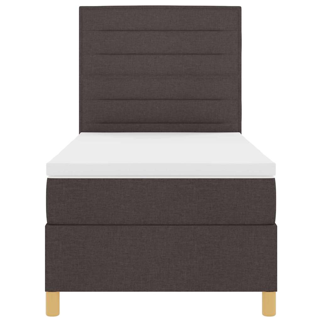 Letto a molle con materasso Marrone Scuro 100 x 200 cm Tessuto | homemem39