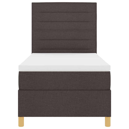 Letto a molle con materasso Marrone Scuro 100 x 200 cm Tessuto | homemem39