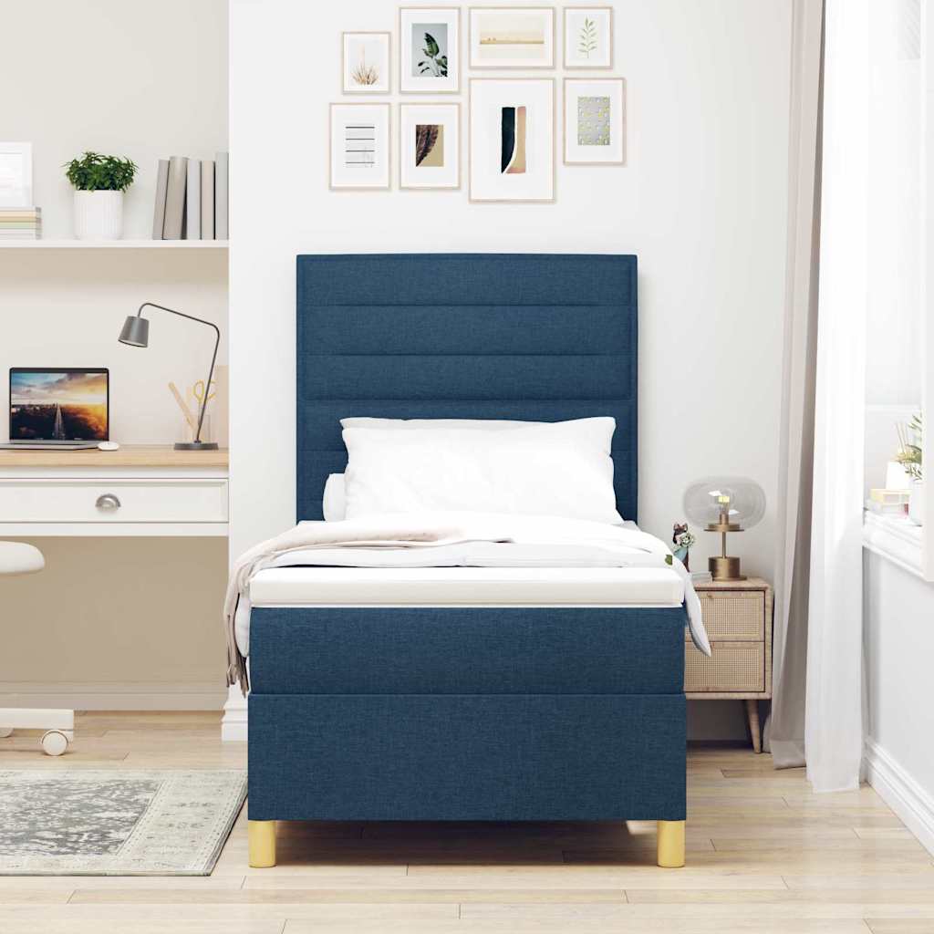 Letto a molle con materasso Blu 100 x 200 cm Tessuto | homemem39