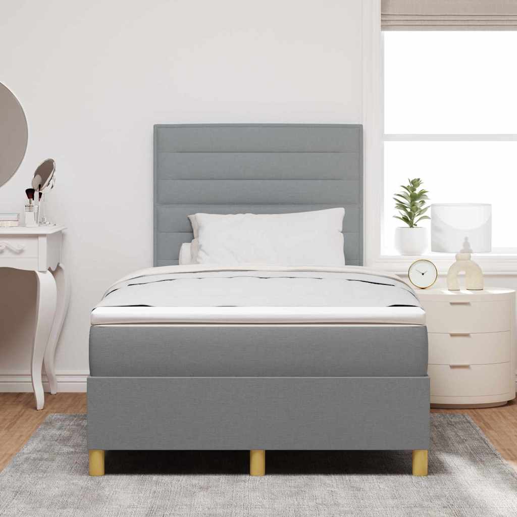 Letto a molle con materasso Grigio chiaro 120 x 190 cm Tessuto