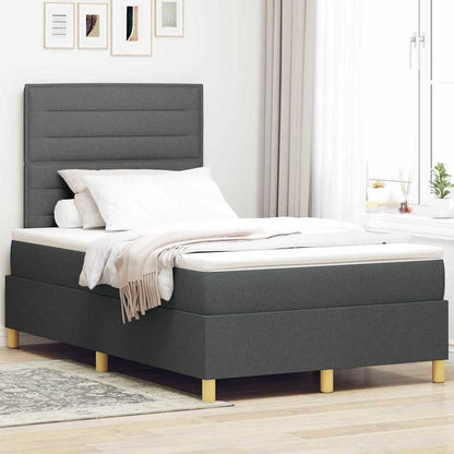 Letto a molle con materasso Grigio scuro 120 x 190 cm Tessuto