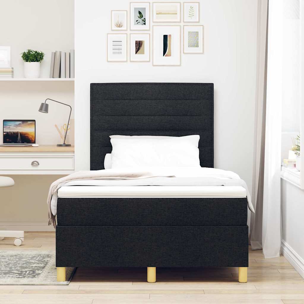 Letto a molle con materasso Nero 120 x 190 cm Tessuto | homemem39