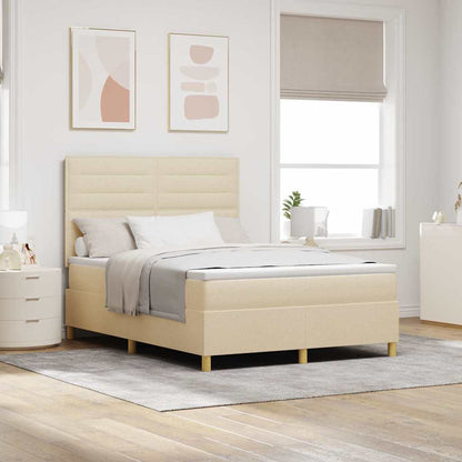 Letto a molle con materasso Crema 140 x 190 cm Tessuto | homemem39