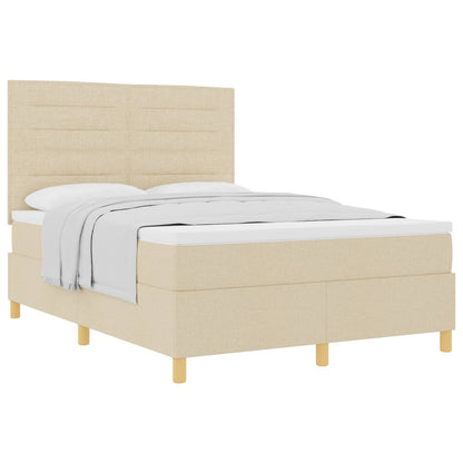 Letto a molle con materasso Crema 140 x 190 cm Tessuto | homemem39