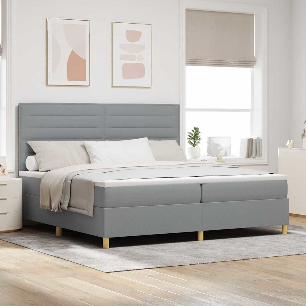 Letto a molle con materasso Grigio chiaro 200 x 200 cm Tessuto | homemem39