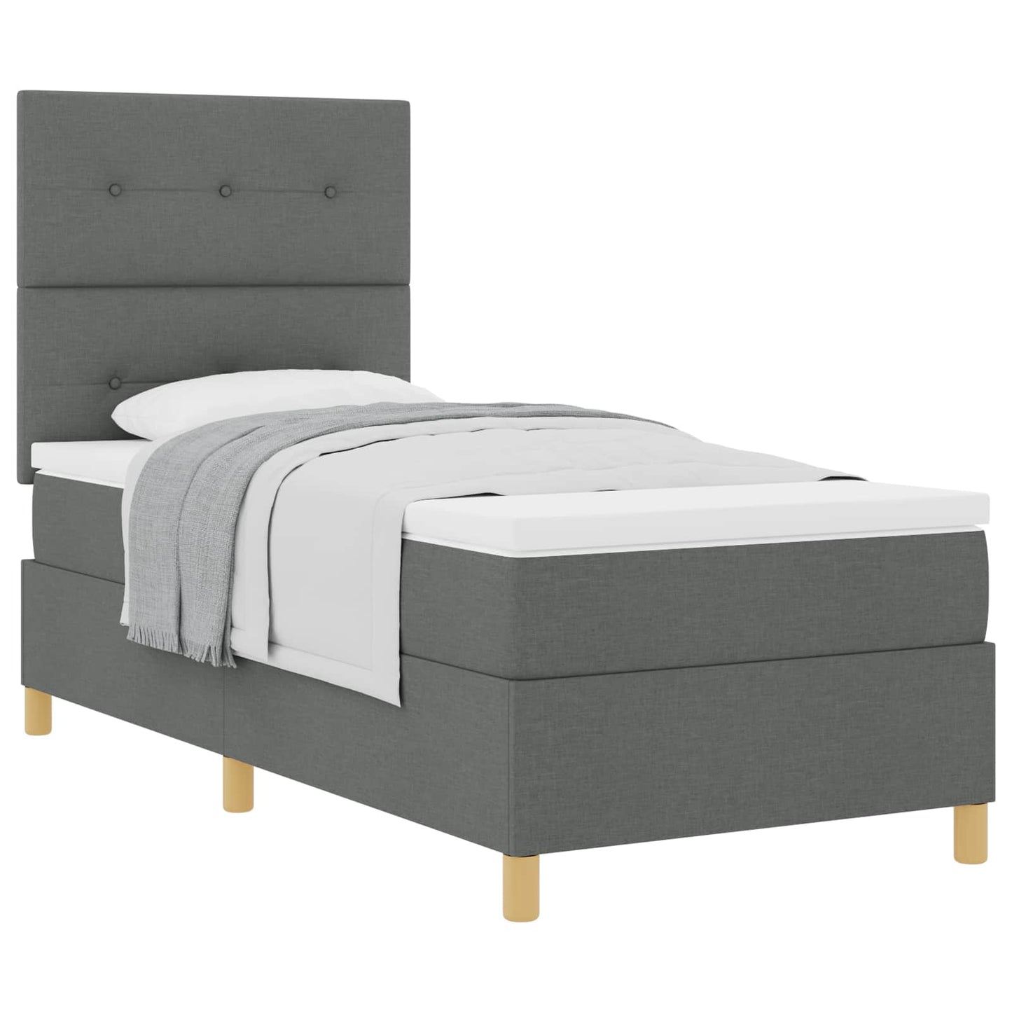 Letto a molle con testiera Grigio scuro 80 x 200 cm Tessuto | homemem39