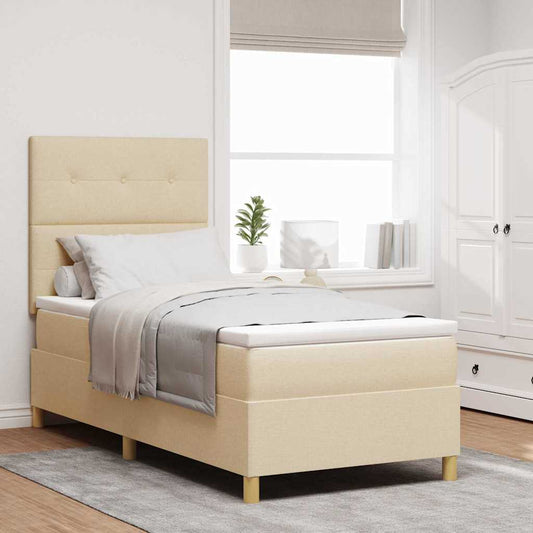 Letto a molle con testiera Crema 90 x 190 cm Tessuto | homemem39