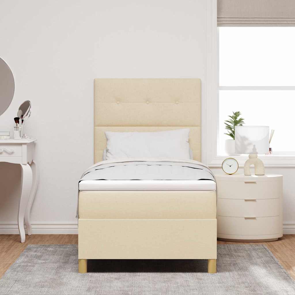 Letto a molle con testiera Crema 90 x 190 cm Tessuto | homemem39