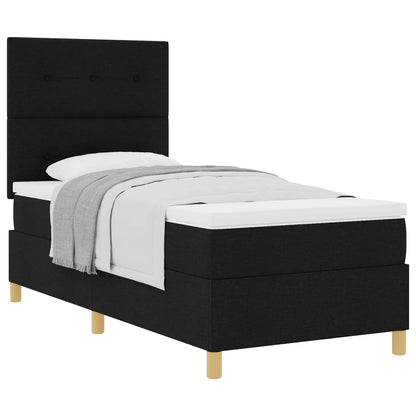 Letto a molle con materasso Nero 100 x 200 cm Tessuto