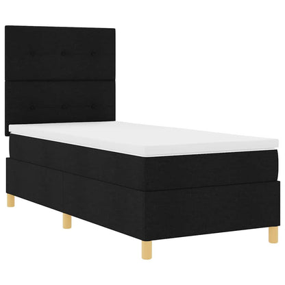 Letto a molle con materasso Nero 100 x 200 cm Tessuto