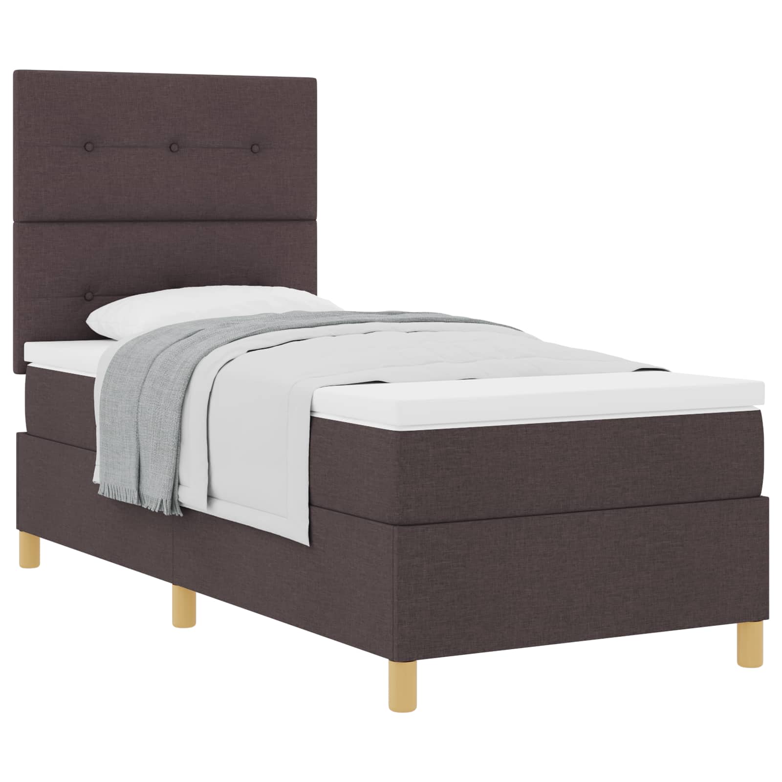 Letto a molle con testiera Marrone Scuro 100 x 200 cm Tessuto | homemem39