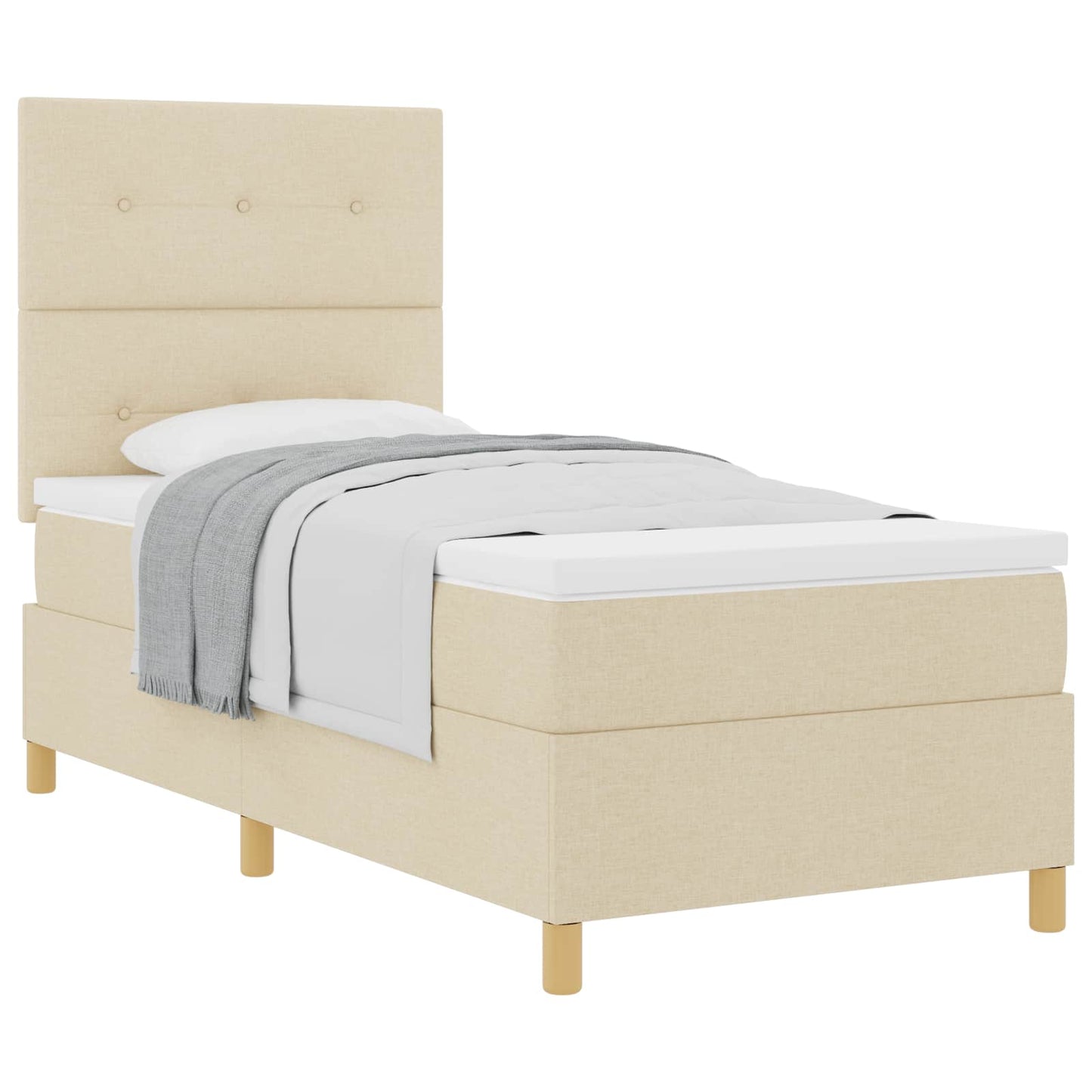 Letto a molle con testiera Crema 100 x 200 cm Tessuto | homemem39