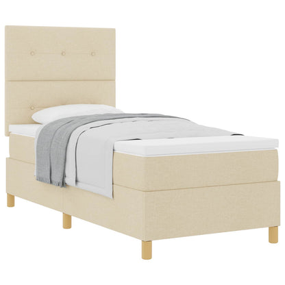 Letto a molle con testiera Crema 100 x 200 cm Tessuto | homemem39