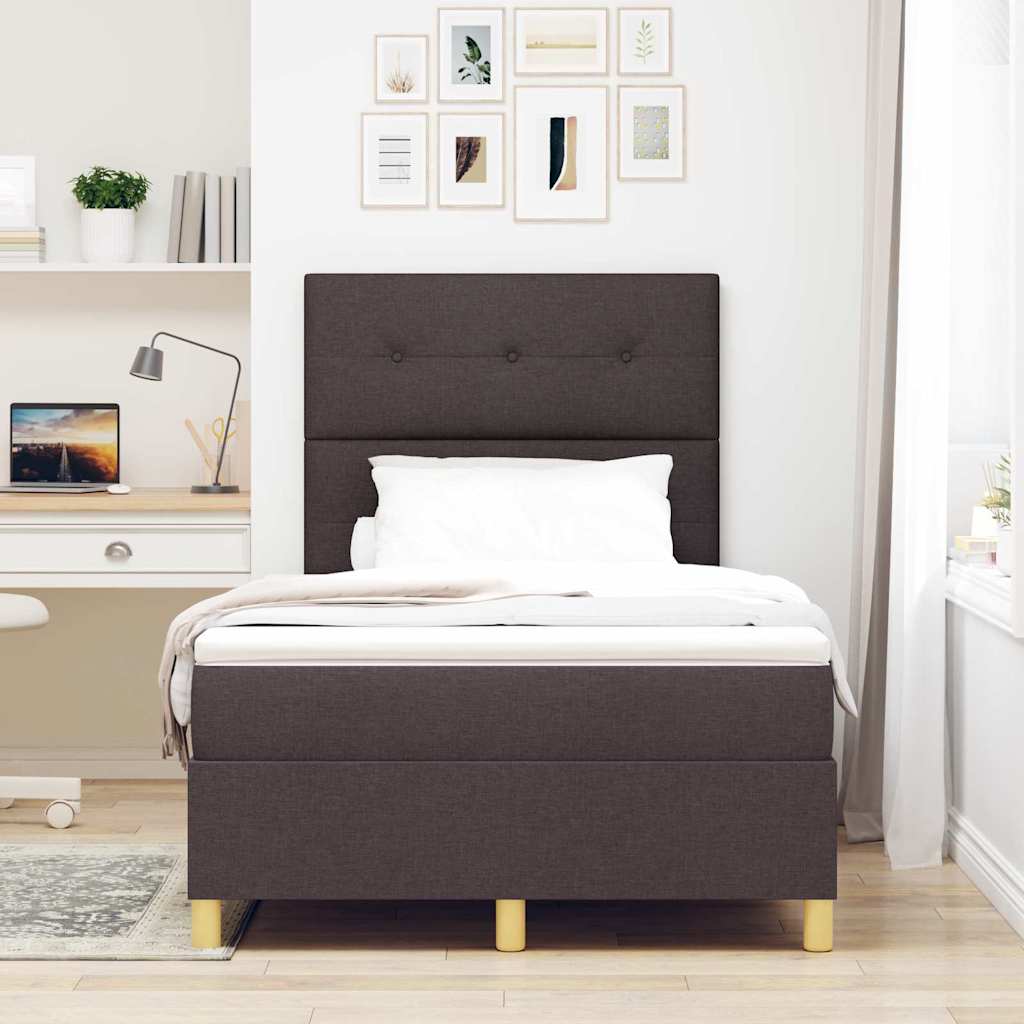 Letto a molle con testiera Marrone Scuro 120 x 190 cm Tessuto