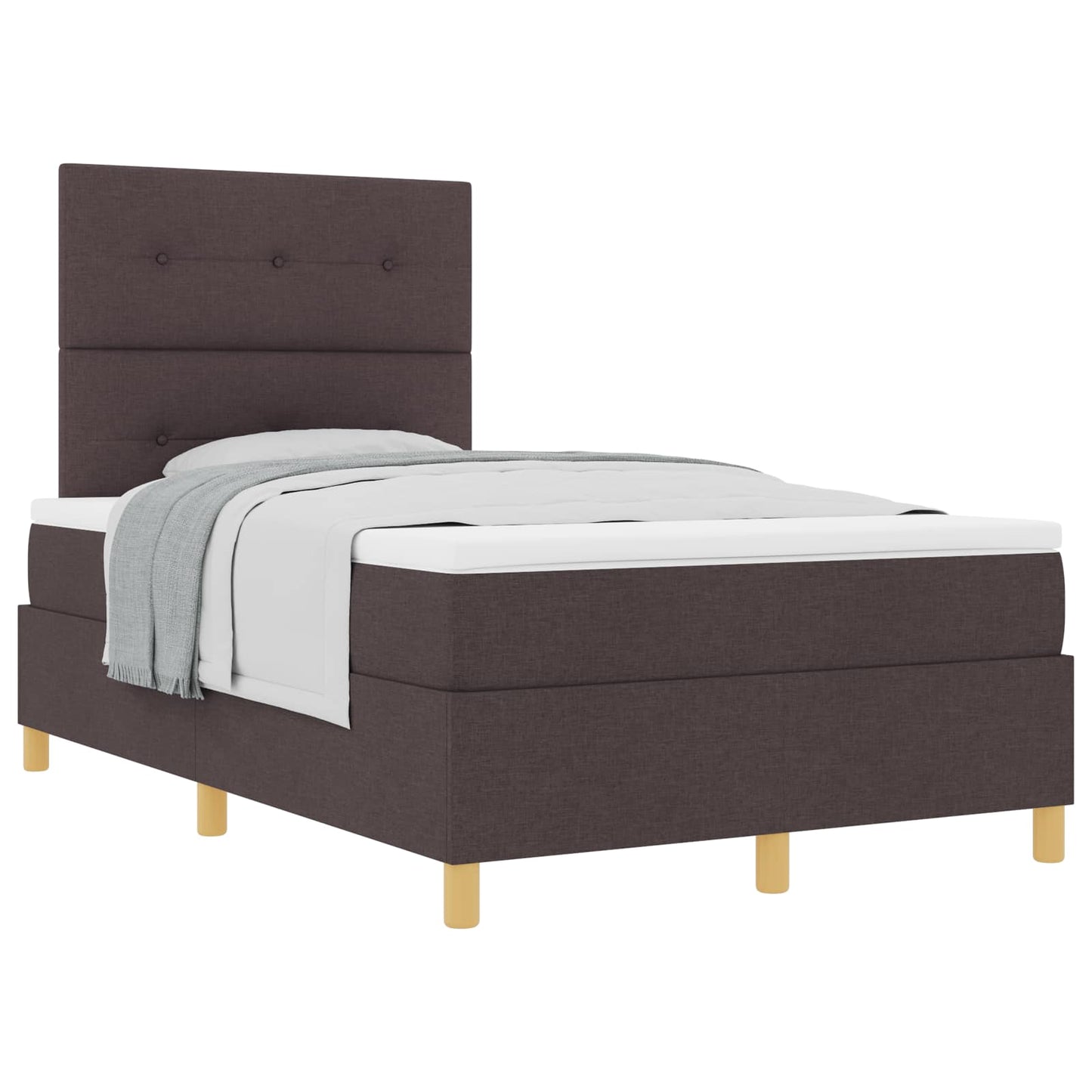 Letto a molle con testiera Marrone Scuro 120 x 190 cm Tessuto