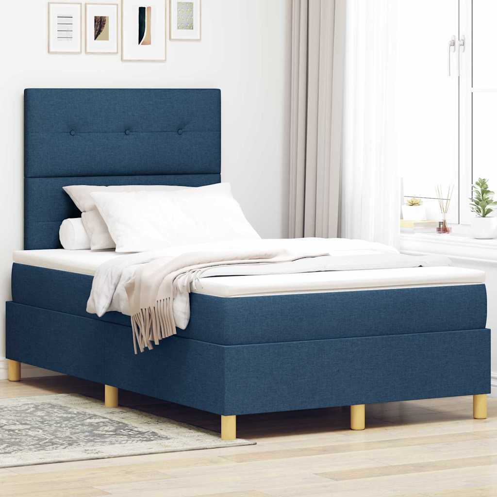 Letto a molle con testiera Blu 120 x 190 cm Tessuto | homemem39