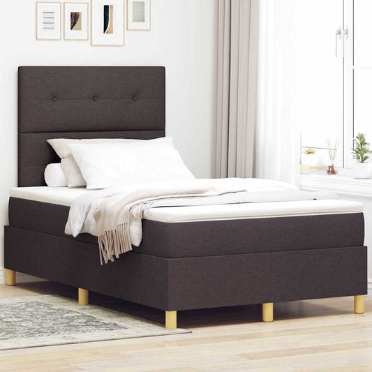 Letto a molle con testiera Marrone Scuro 120 x 200 cm Tessuto