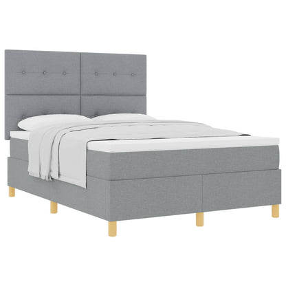 Letto a molle con testiera Grigio chiaro 140 x 190 cm Tessuto | homemem39