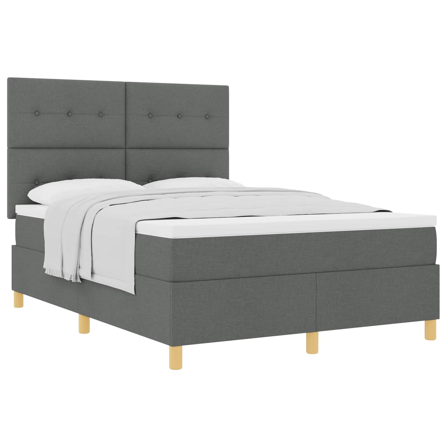 Letto a molle con materasso Grigio scuro 140 x 190 cm Tessuto