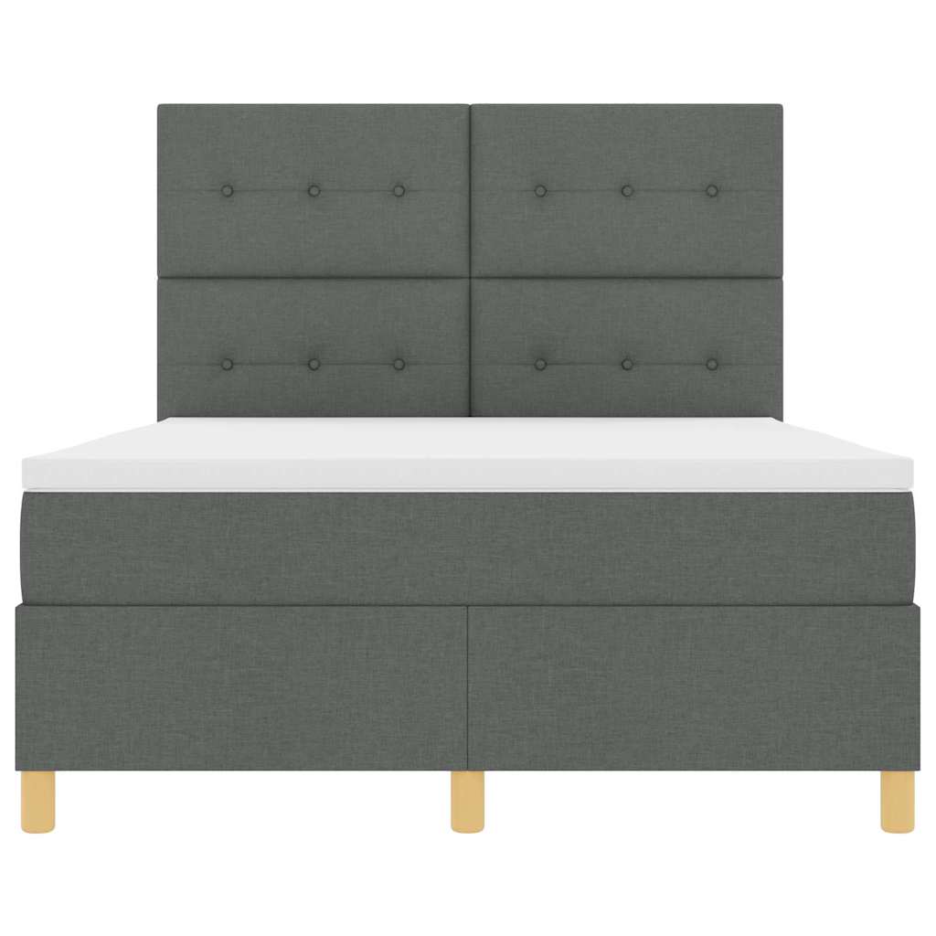 Letto a molle con materasso Grigio scuro 140 x 190 cm Tessuto