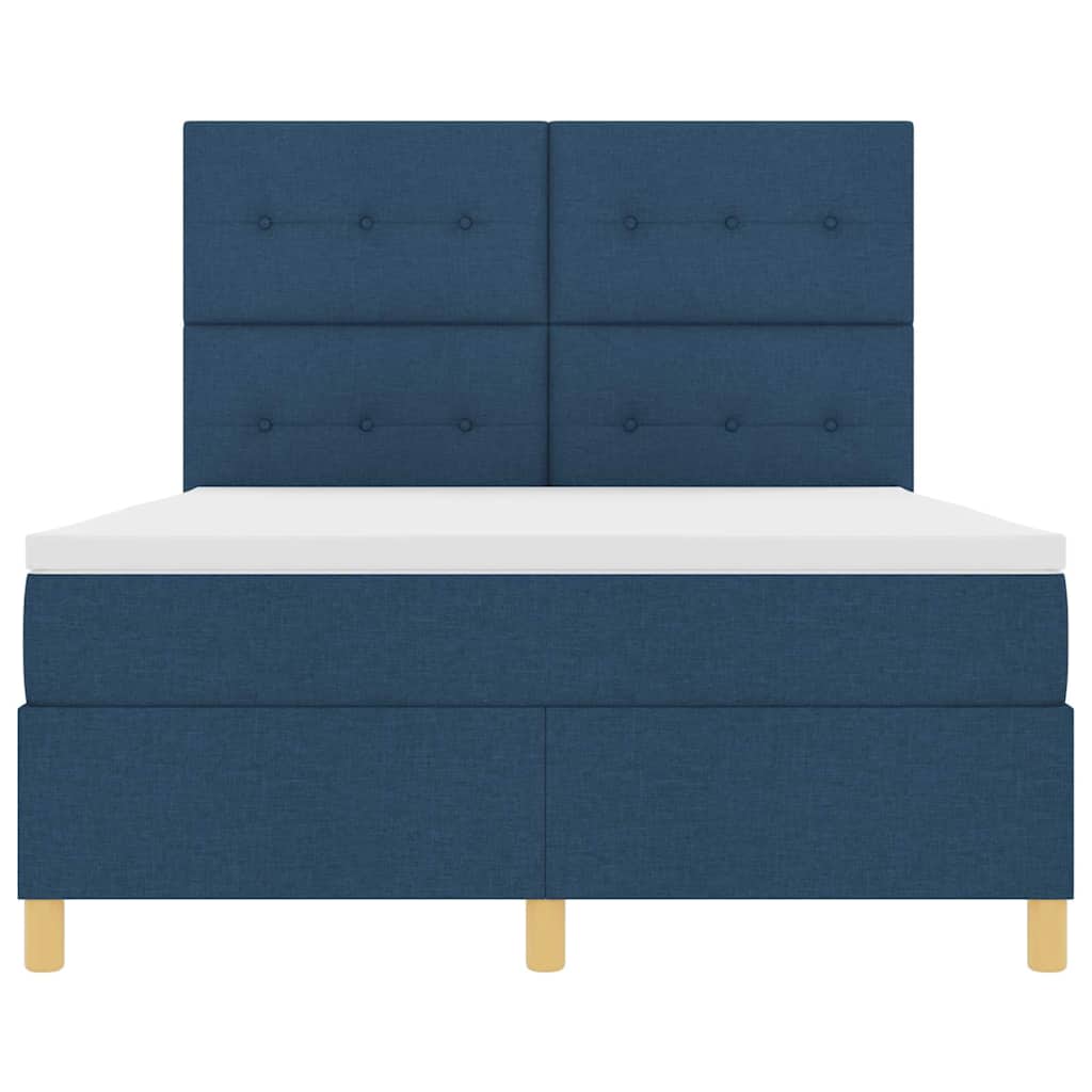 Letto a molle con testiera Blu 140 x 190 cm Tessuto | homemem39