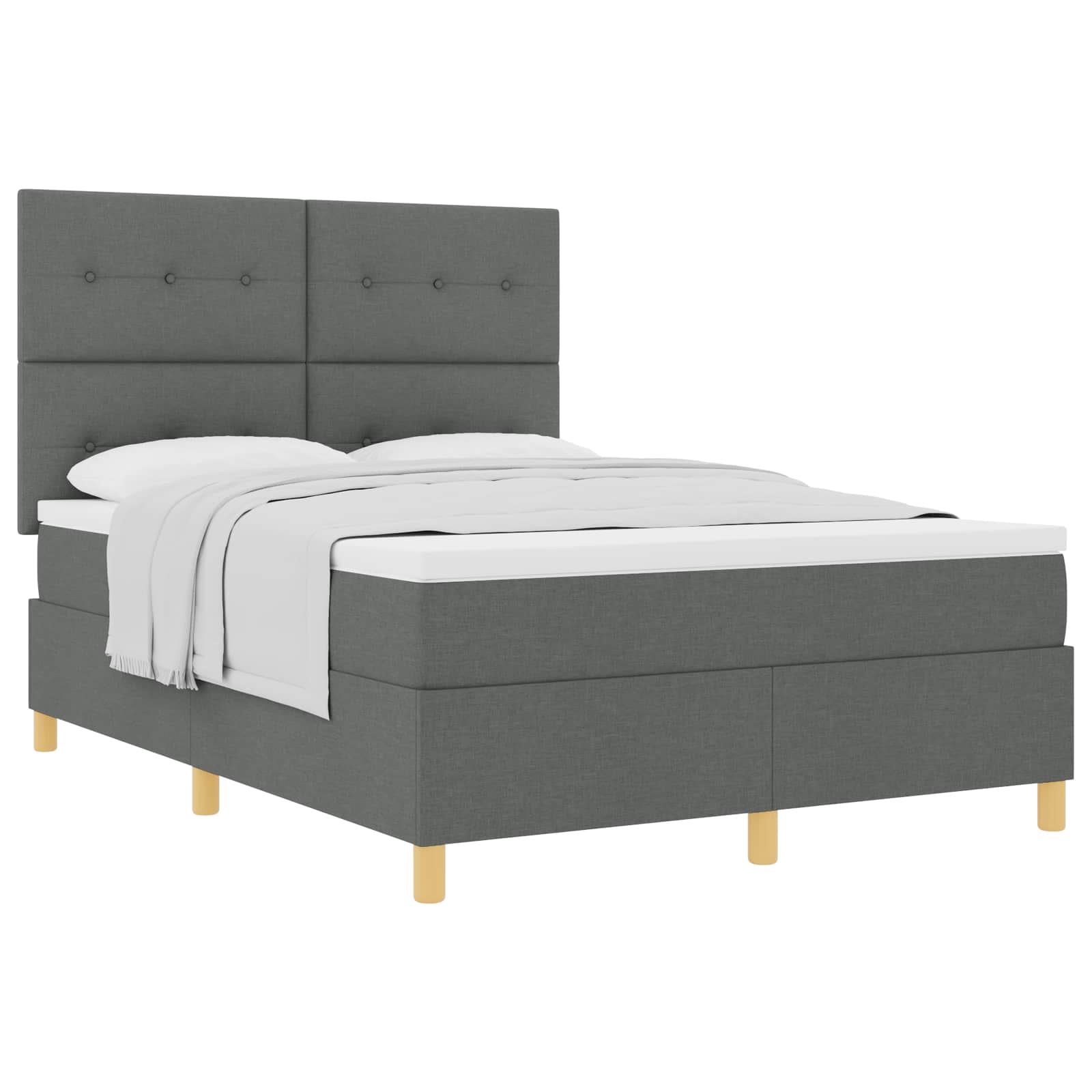 Letto a molle con testiera Grigio scuro 140 x 200 cm Tessuto | homemem39