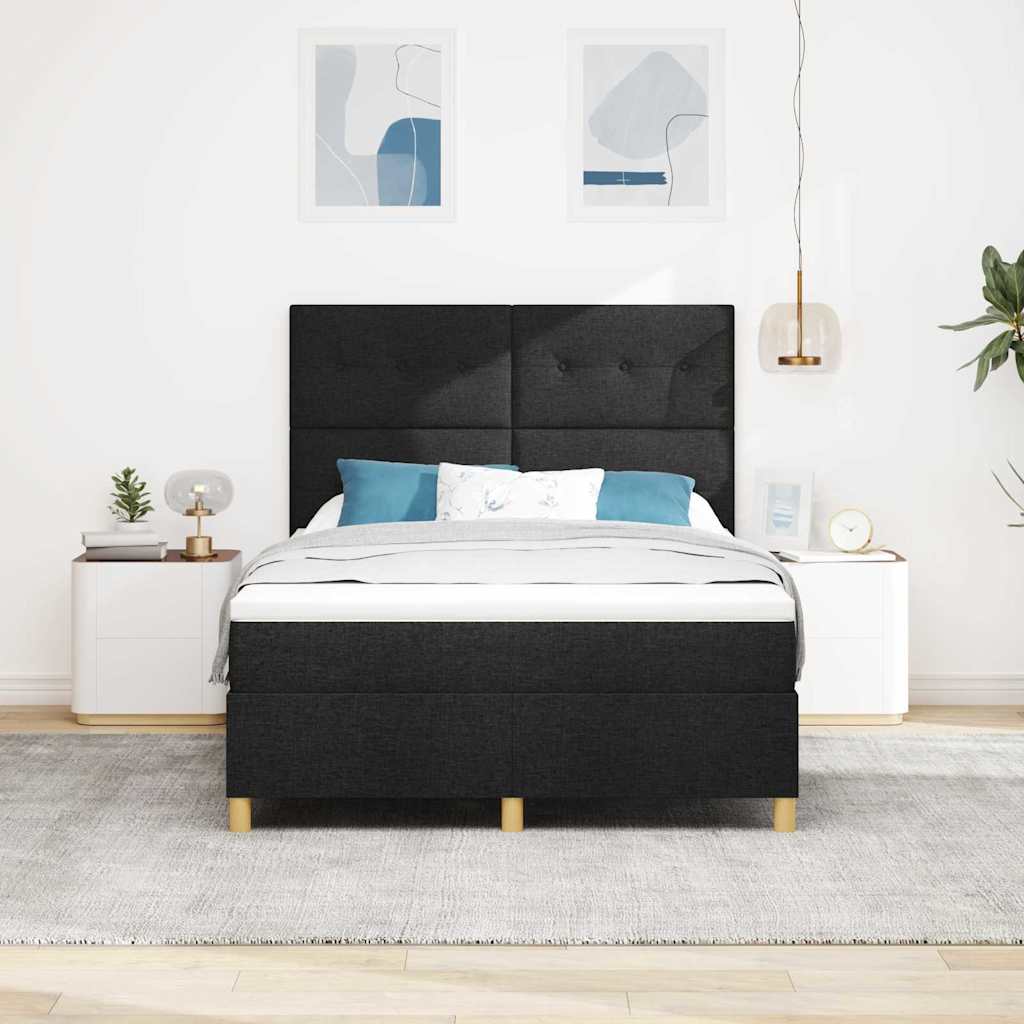 Letto a molle con testiera Nero 160 x 200 cm Tessuto | homemem39