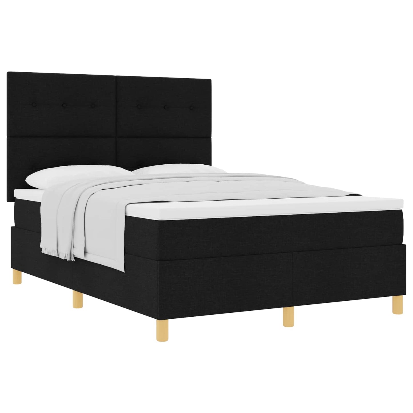 Letto a molle con testiera Nero 160 x 200 cm Tessuto | homemem39
