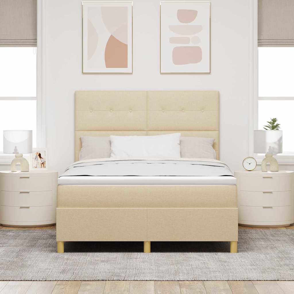 Letto a molle con testiera Crema 160 x 200 cm Tessuto | homemem39