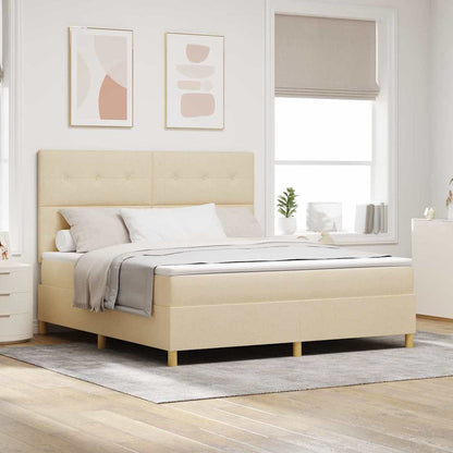 Letto a molle con testiera Crema 180 x 200 cm Tessuto
