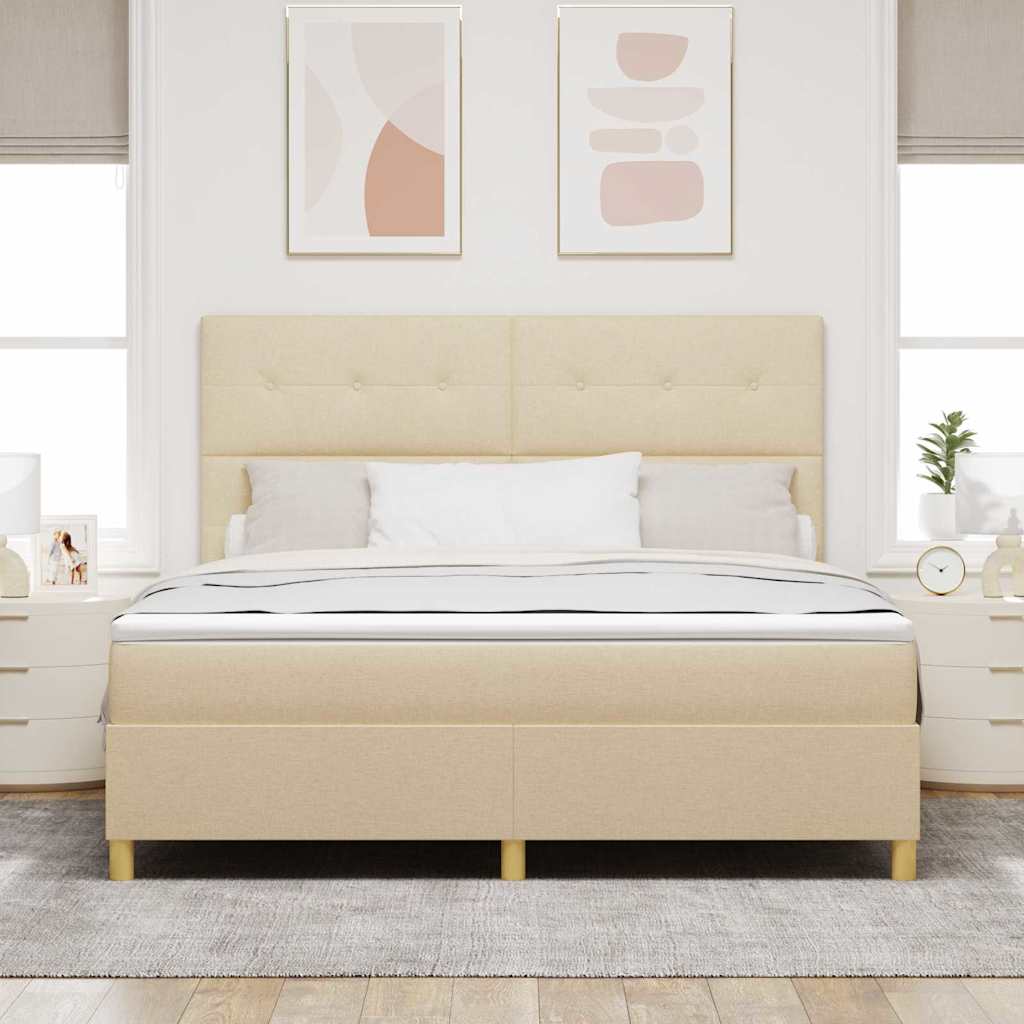Letto a molle con testiera Crema 180 x 200 cm Tessuto