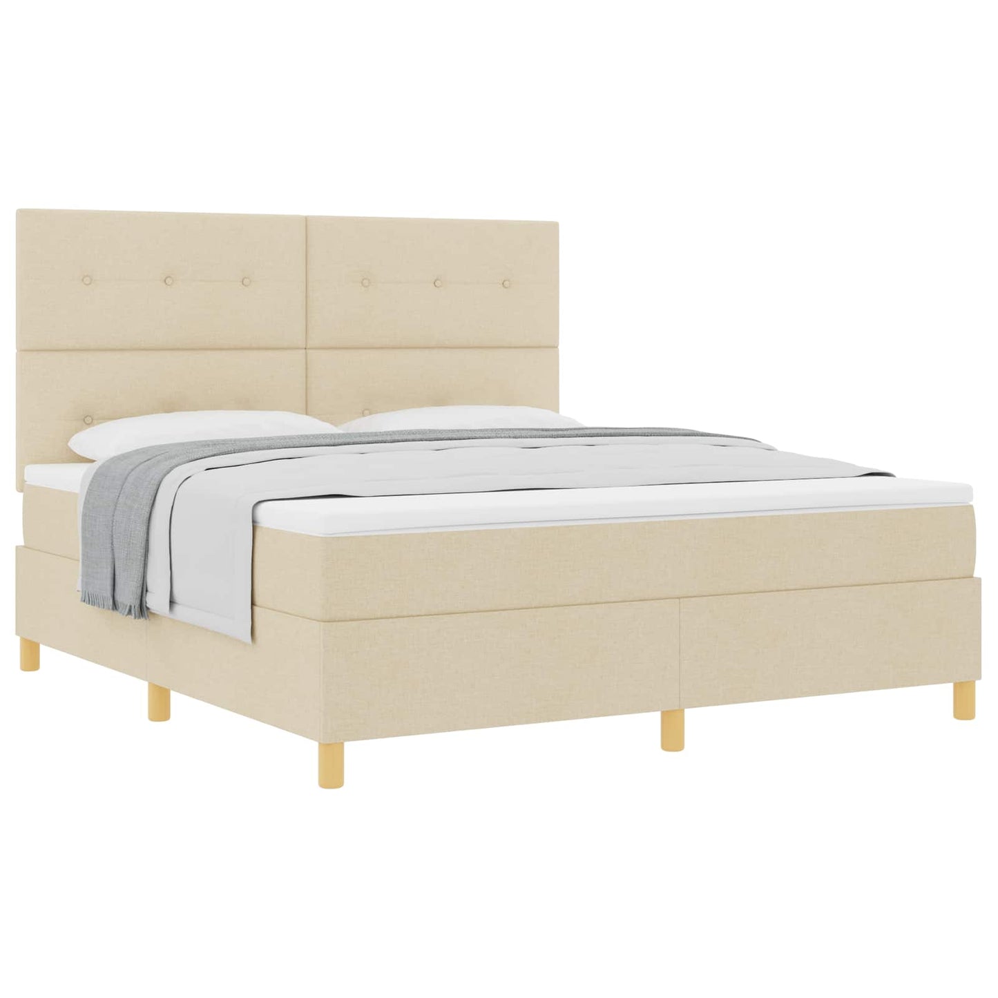 Letto a molle con testiera Crema 180 x 200 cm Tessuto
