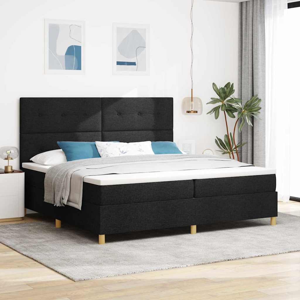Letto a molle con materasso Nero 200 x 200 cm Tessuto | homemem39