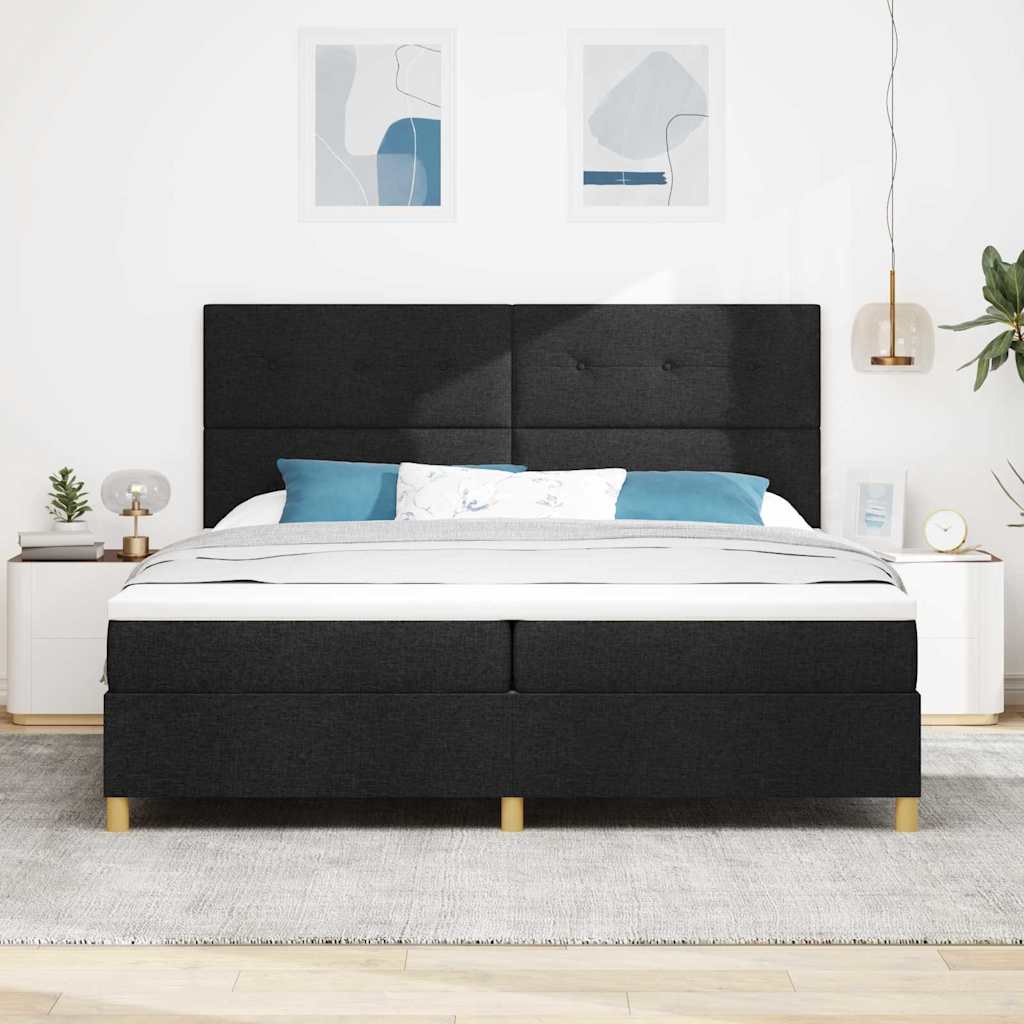 Letto a molle con materasso Nero 200 x 200 cm Tessuto | homemem39