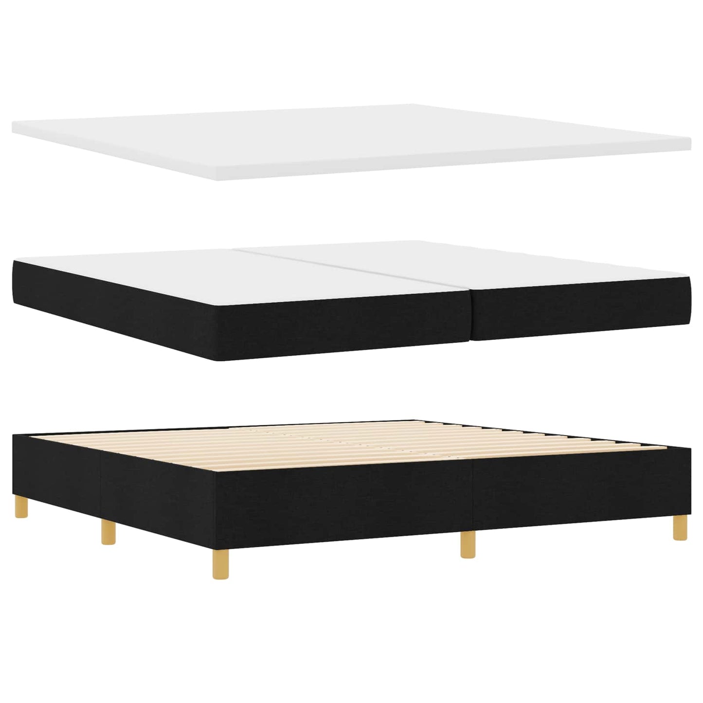 Letto a molle con materasso Nero 200 x 200 cm Tessuto | homemem39