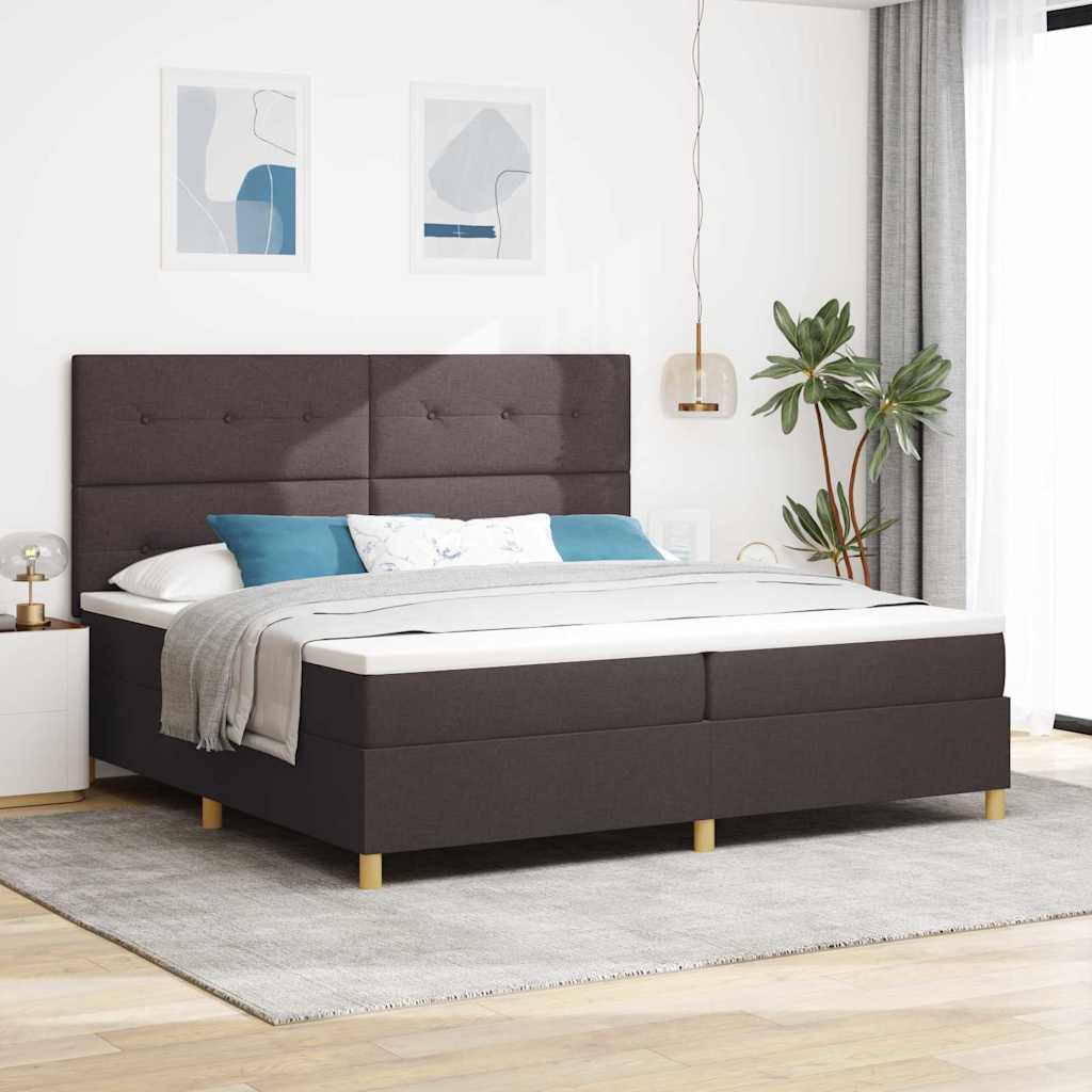 Letto a molle con testiera Marrone Scuro 200 x 200 cm Tessuto | homemem39