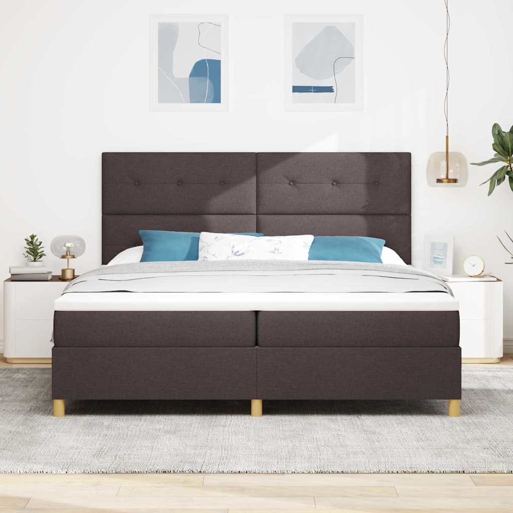 Letto a molle con testiera Marrone Scuro 200 x 200 cm Tessuto | homemem39