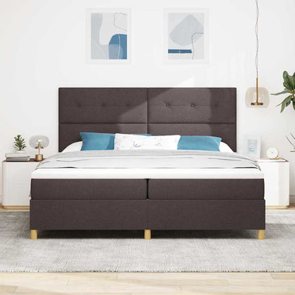 Letto a molle con testiera Marrone Scuro 200 x 200 cm Tessuto | homemem39