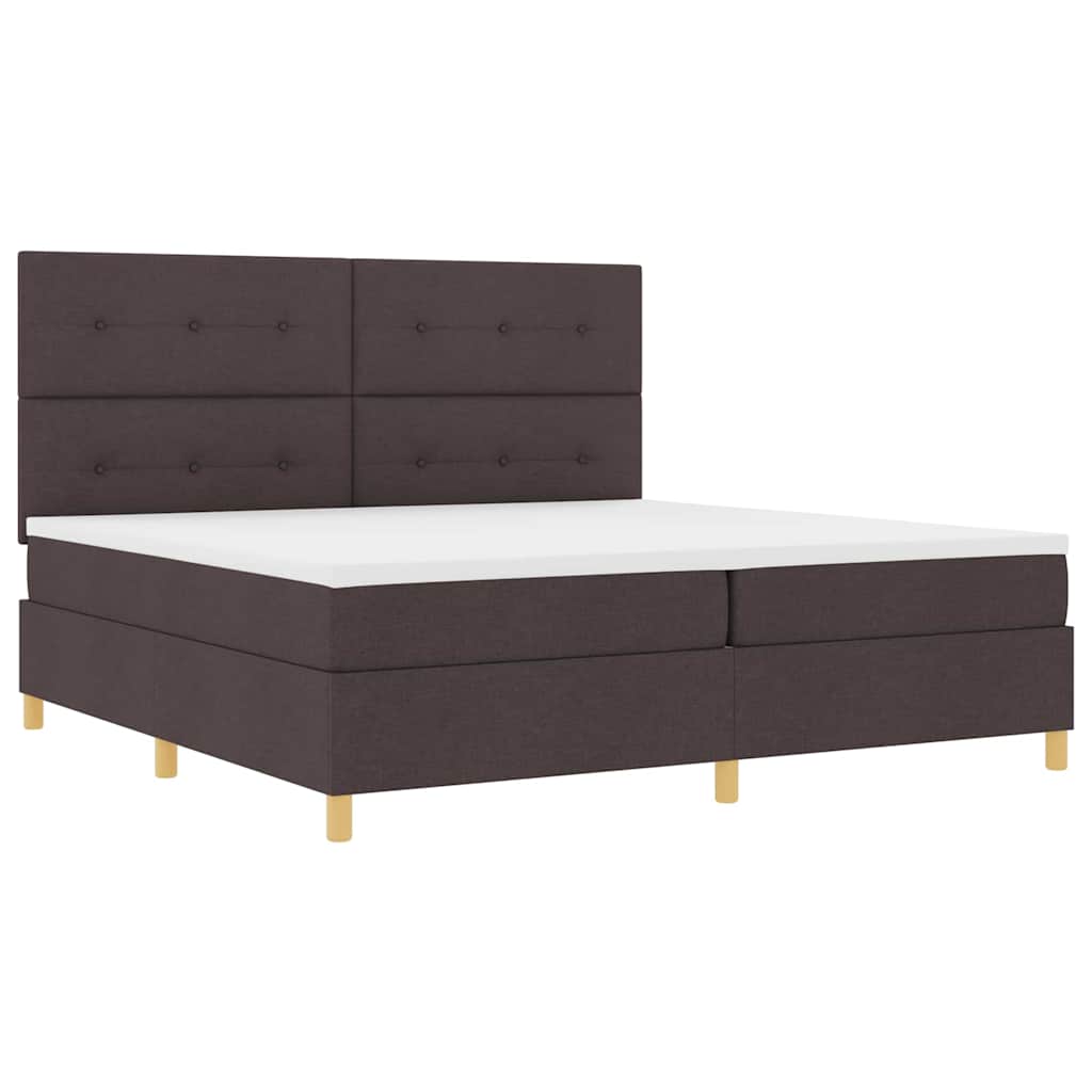 Letto a molle con testiera Marrone Scuro 200 x 200 cm Tessuto | homemem39