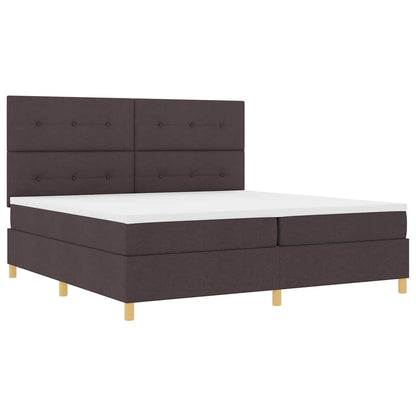 Letto a molle con testiera Marrone Scuro 200 x 200 cm Tessuto | homemem39