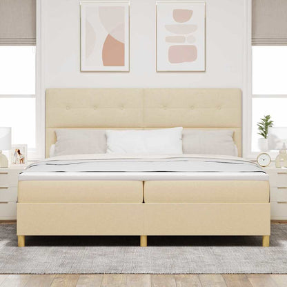 Letto a molle con testiera Crema 200 x 200 cm Tessuto | homemem39