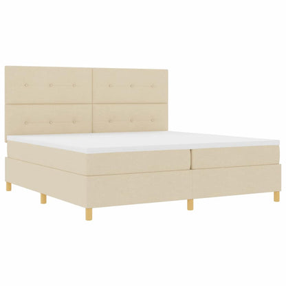 Letto a molle con testiera Crema 200 x 200 cm Tessuto | homemem39