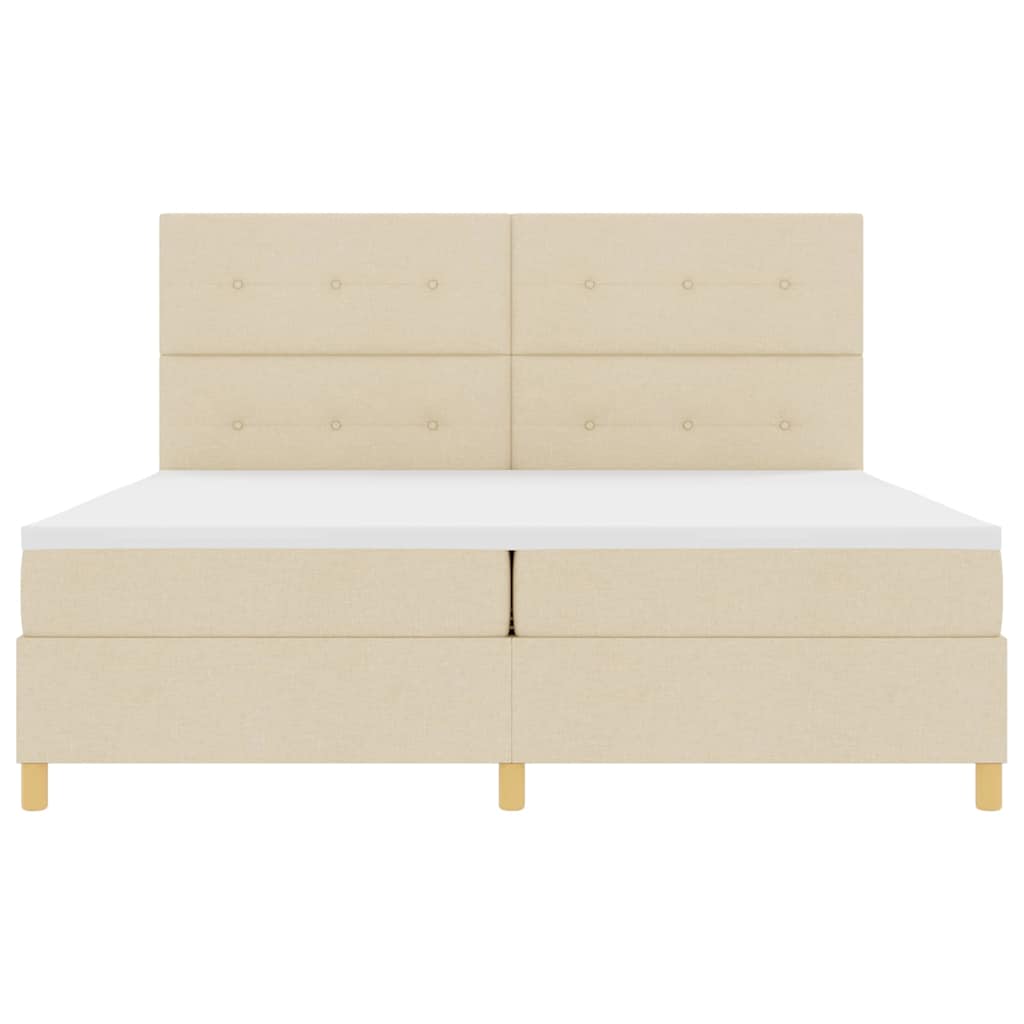 Letto a molle con testiera Crema 200 x 200 cm Tessuto | homemem39