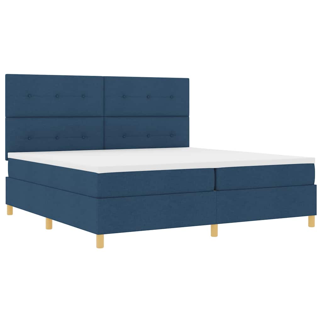 Letto a molle con testiera Blu 200 x 200 cm Tessuto | homemem39
