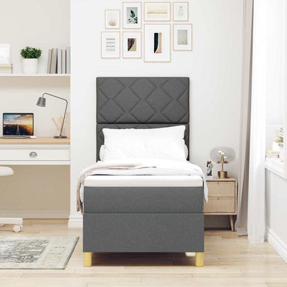 Letto a molle con testiera Grigio scuro 80 x 200 cm Tessuto | homemem39