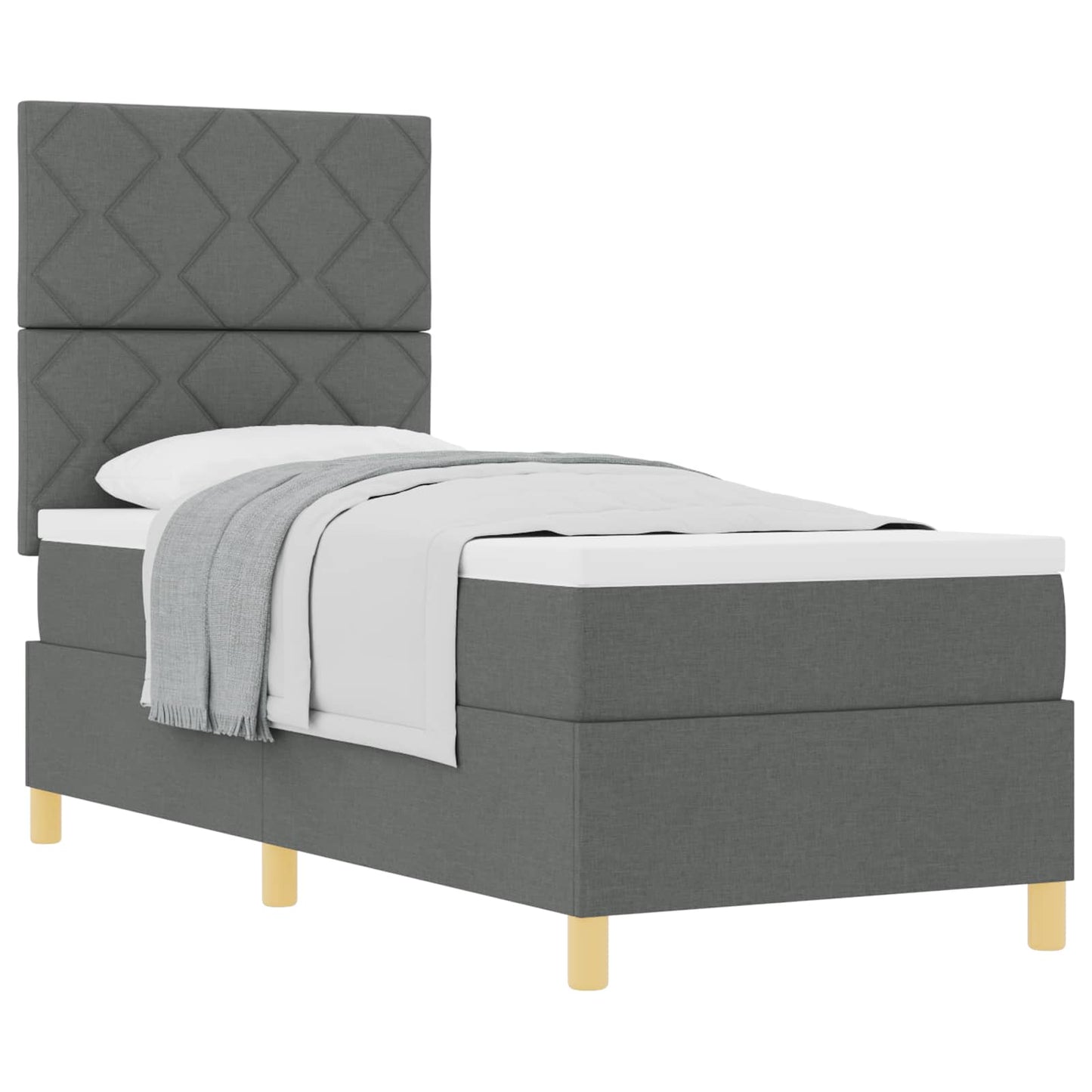 Letto a molle con testiera Grigio scuro 80 x 200 cm Tessuto | homemem39