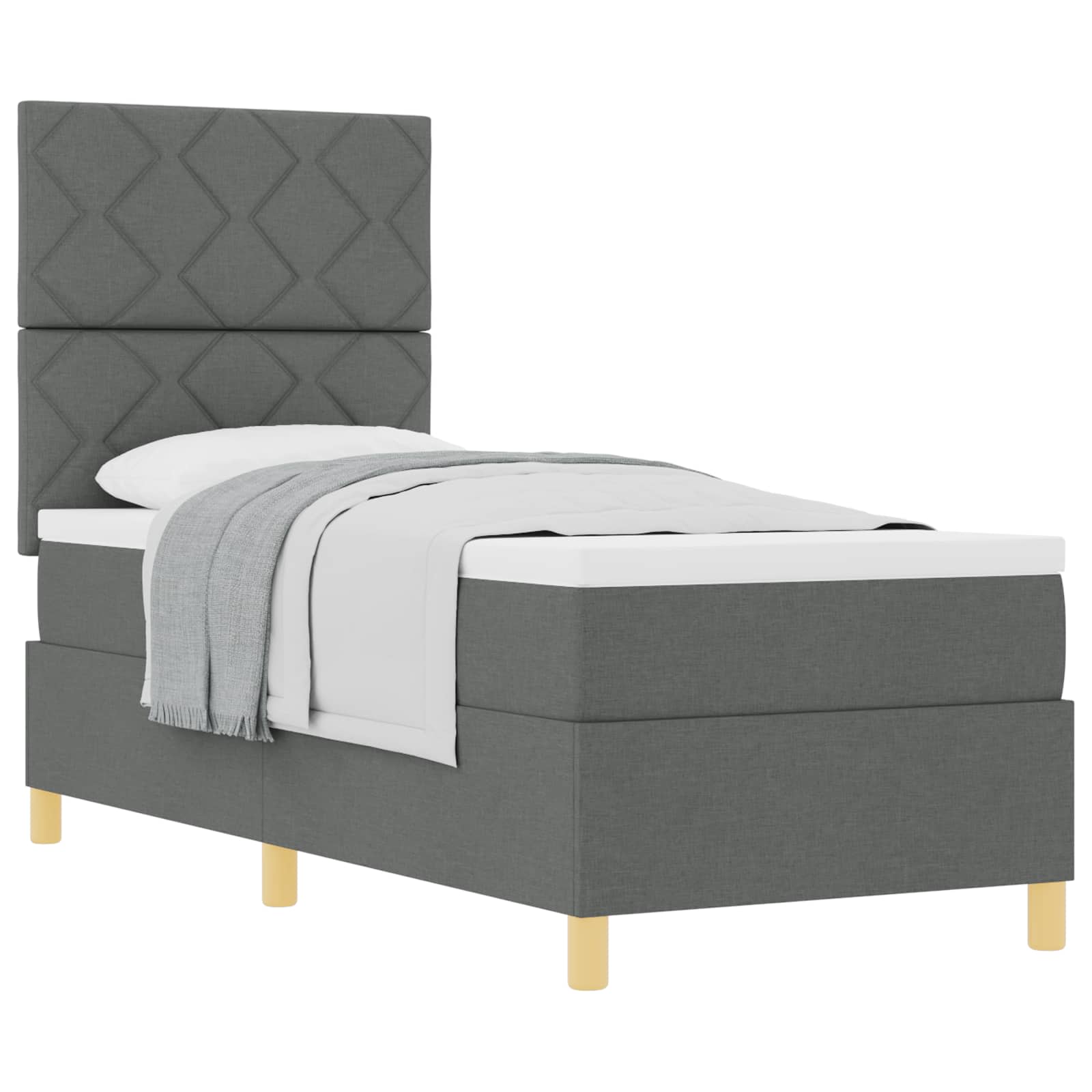 Letto a molle con testiera Grigio scuro 80 x 200 cm Tessuto | homemem39