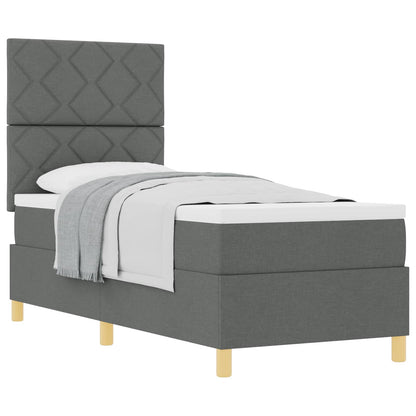 Letto a molle con testiera Grigio scuro 80 x 200 cm Tessuto | homemem39