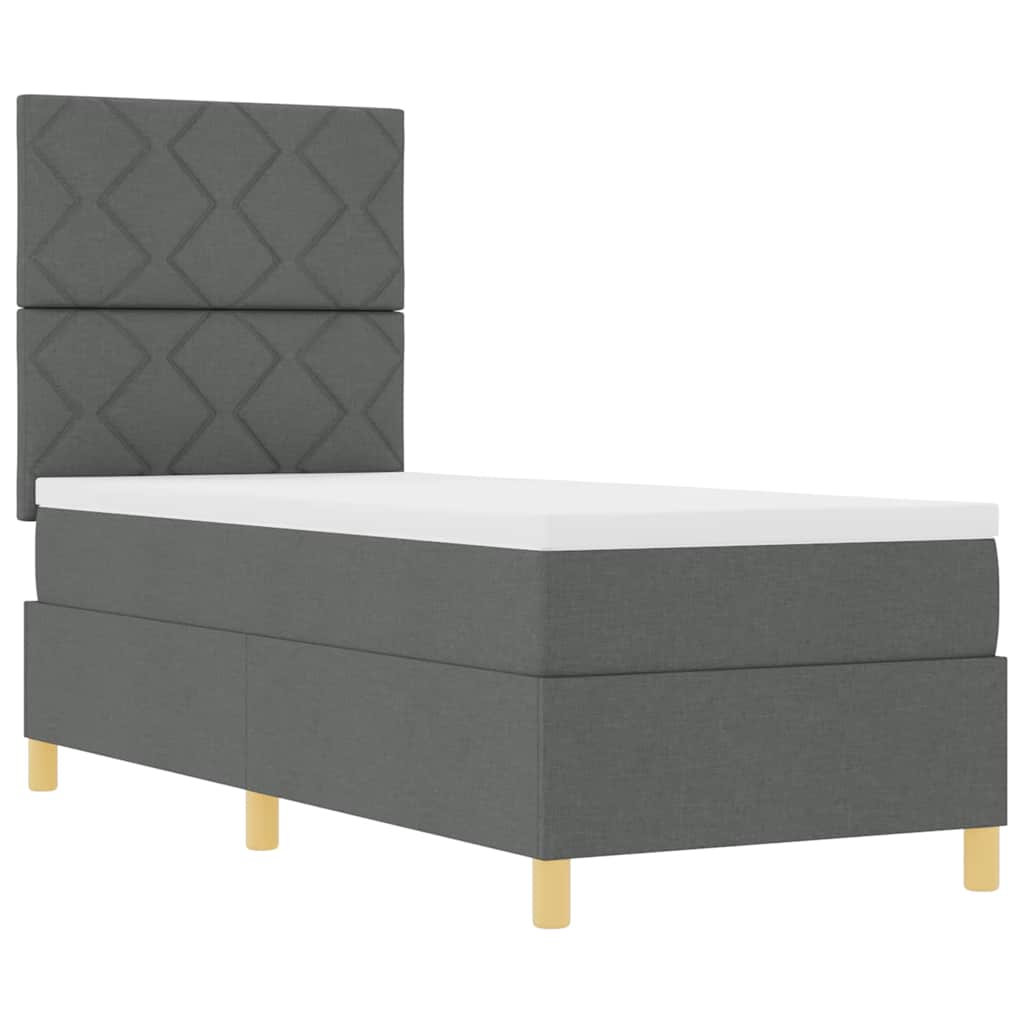 Letto a molle con testiera Grigio scuro 80 x 200 cm Tessuto | homemem39